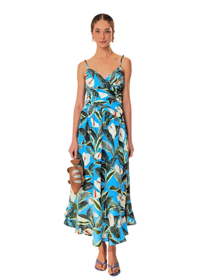 Blue Long Dress With Flowers By Farm Rio