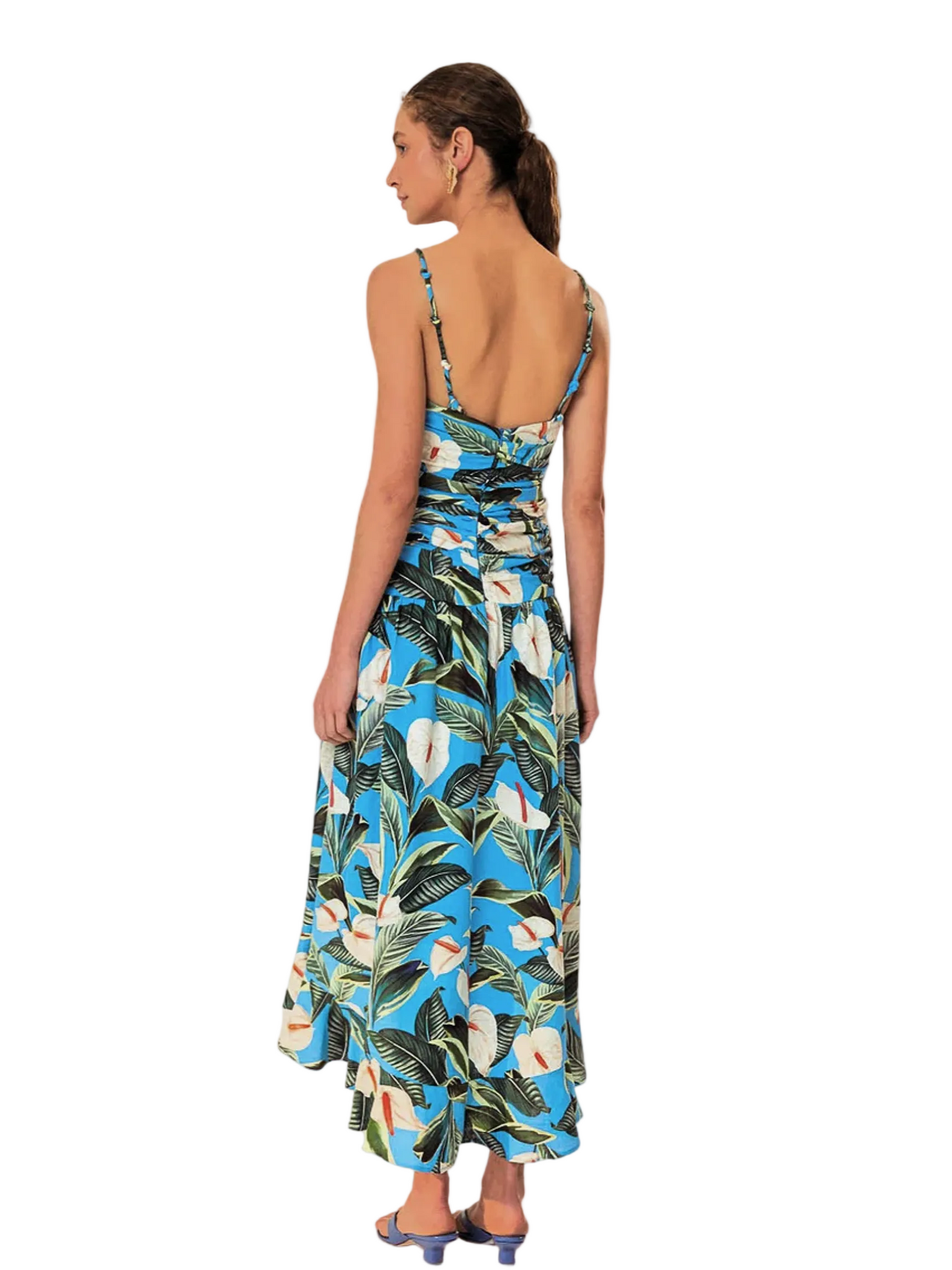 Blue Long Dress With Flowers By Farm Rio