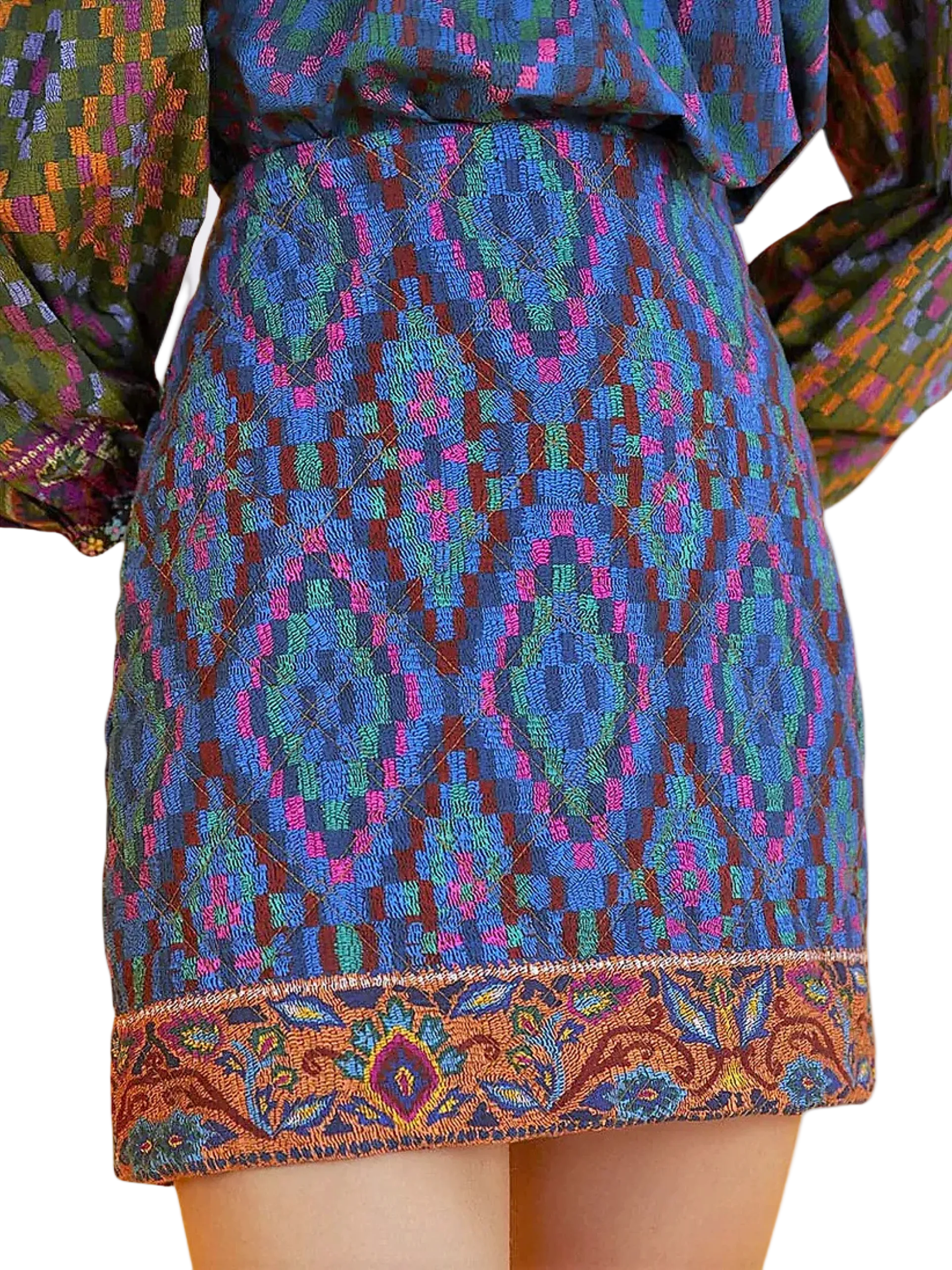 Colorful Pattern Mini Skirt By Farm Rio 