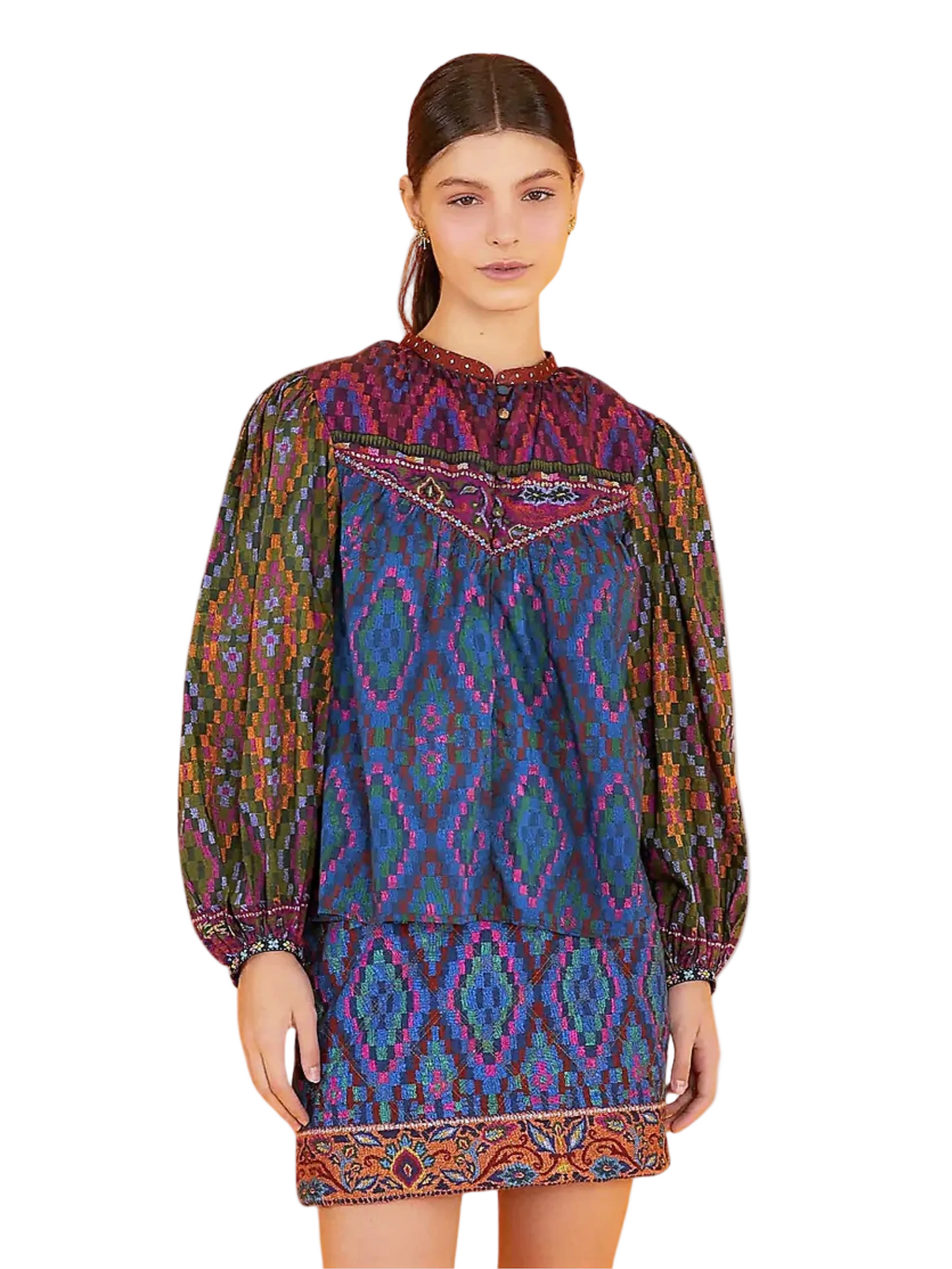 Colorful Pattern Mini Skirt By Farm Rio 