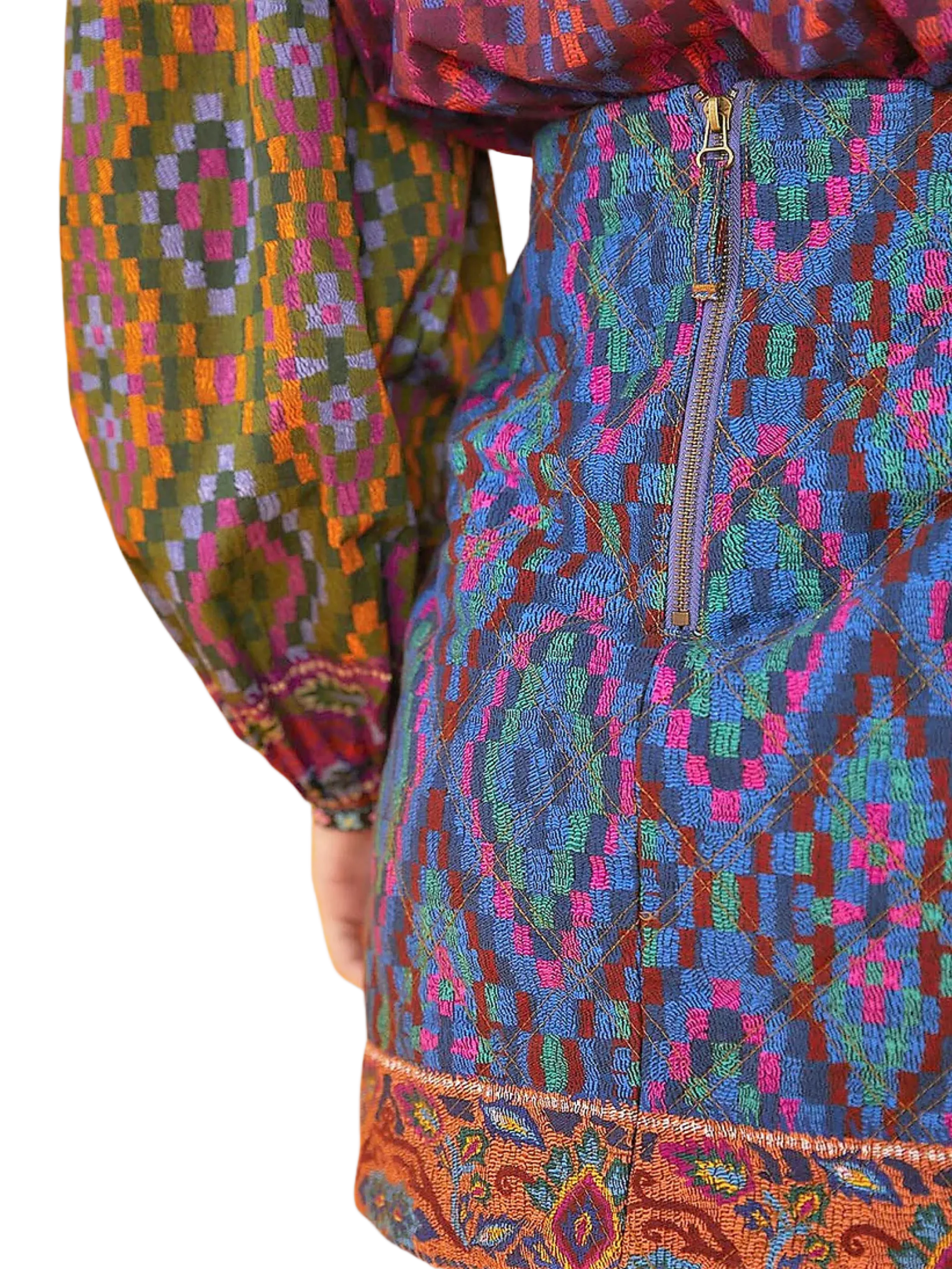 Colorful Pattern Mini Skirt By Farm Rio 
