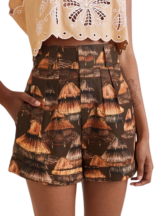 Pattern Brown Shorts By Farm Rio