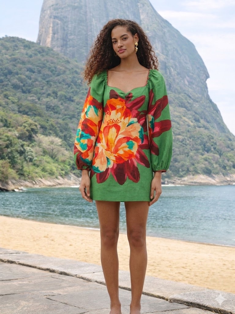 farm rio green linen dress Green Ayla Long Sleeve Ruffled Maxi Dress