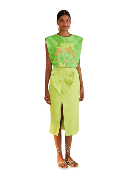 Bright Green Pencil Skirt By Farm Rio