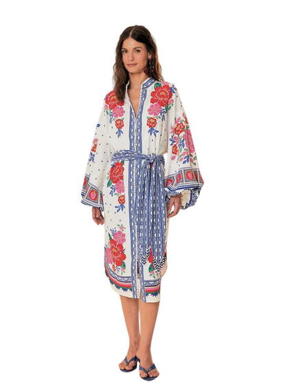 Floral Midi Kaftan Dress With Belt By Farm Rio 