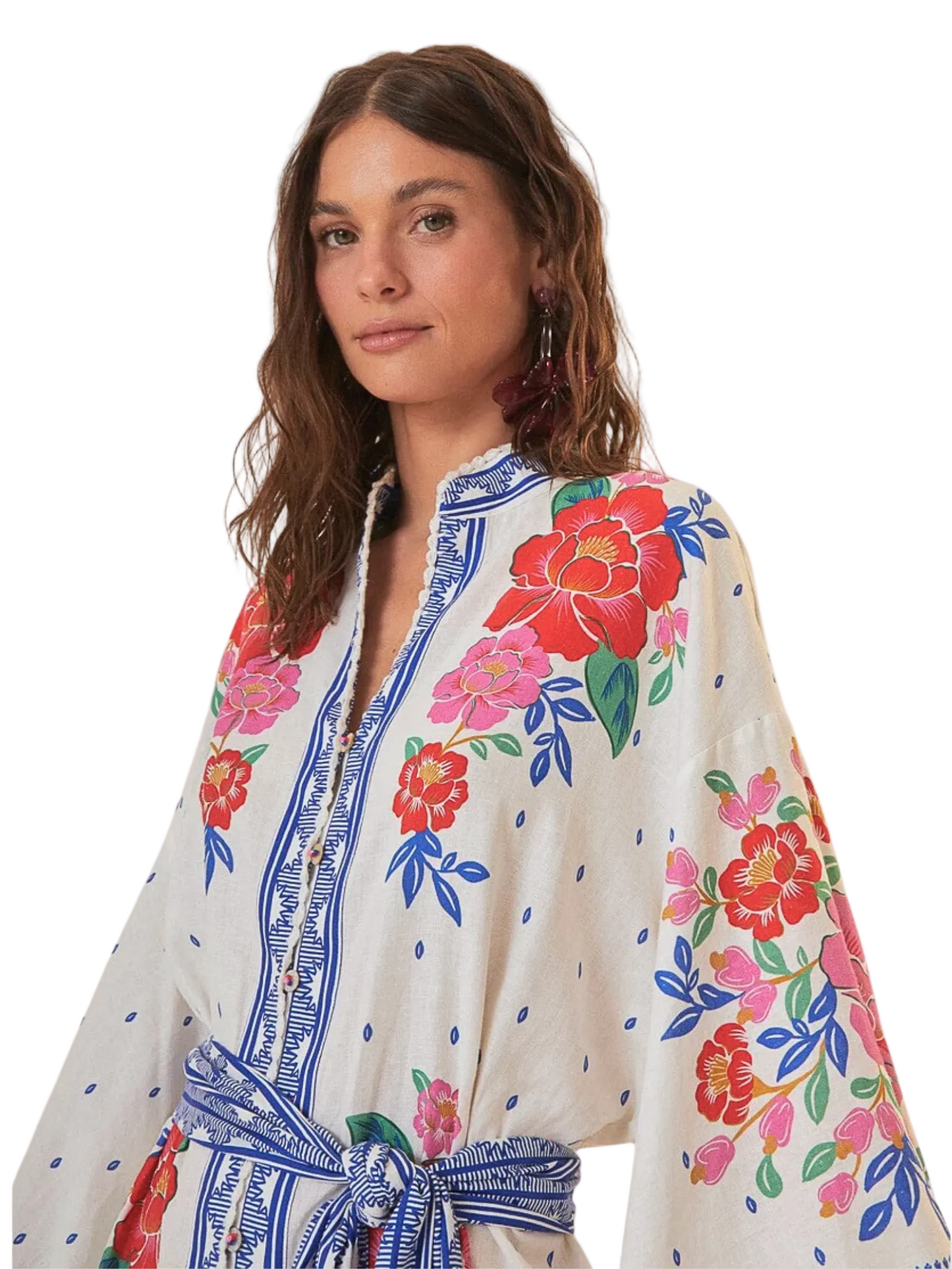 Floral Midi Kaftan Dress With Belt By Farm Rio 