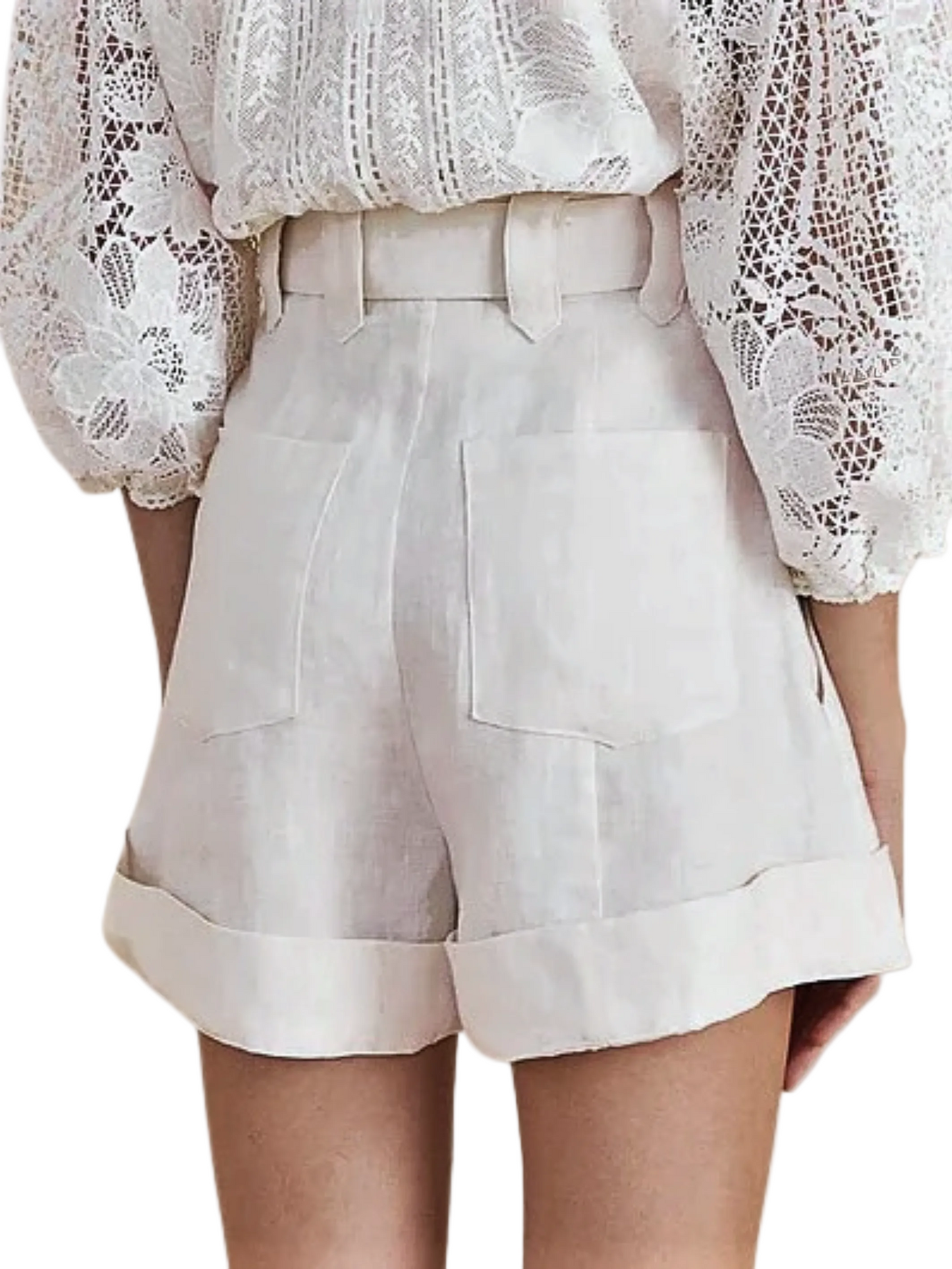 White Linen Short With Belt By Farm Rio 