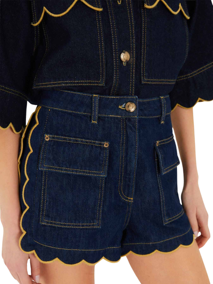 farm rio Denim outfit with scalloped edges