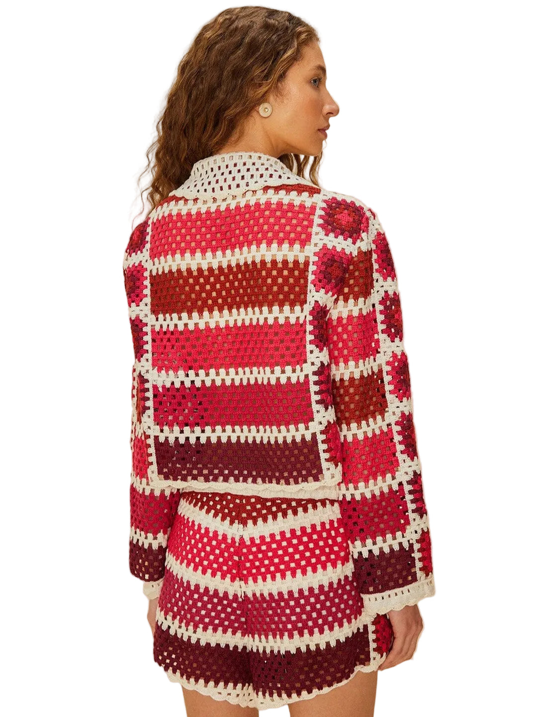 Two Toned Red Crochet Short By Farm Rio