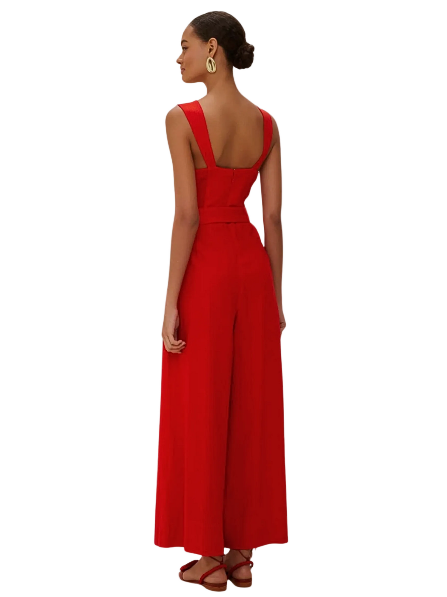red linen long red jumpsuit farm rio 