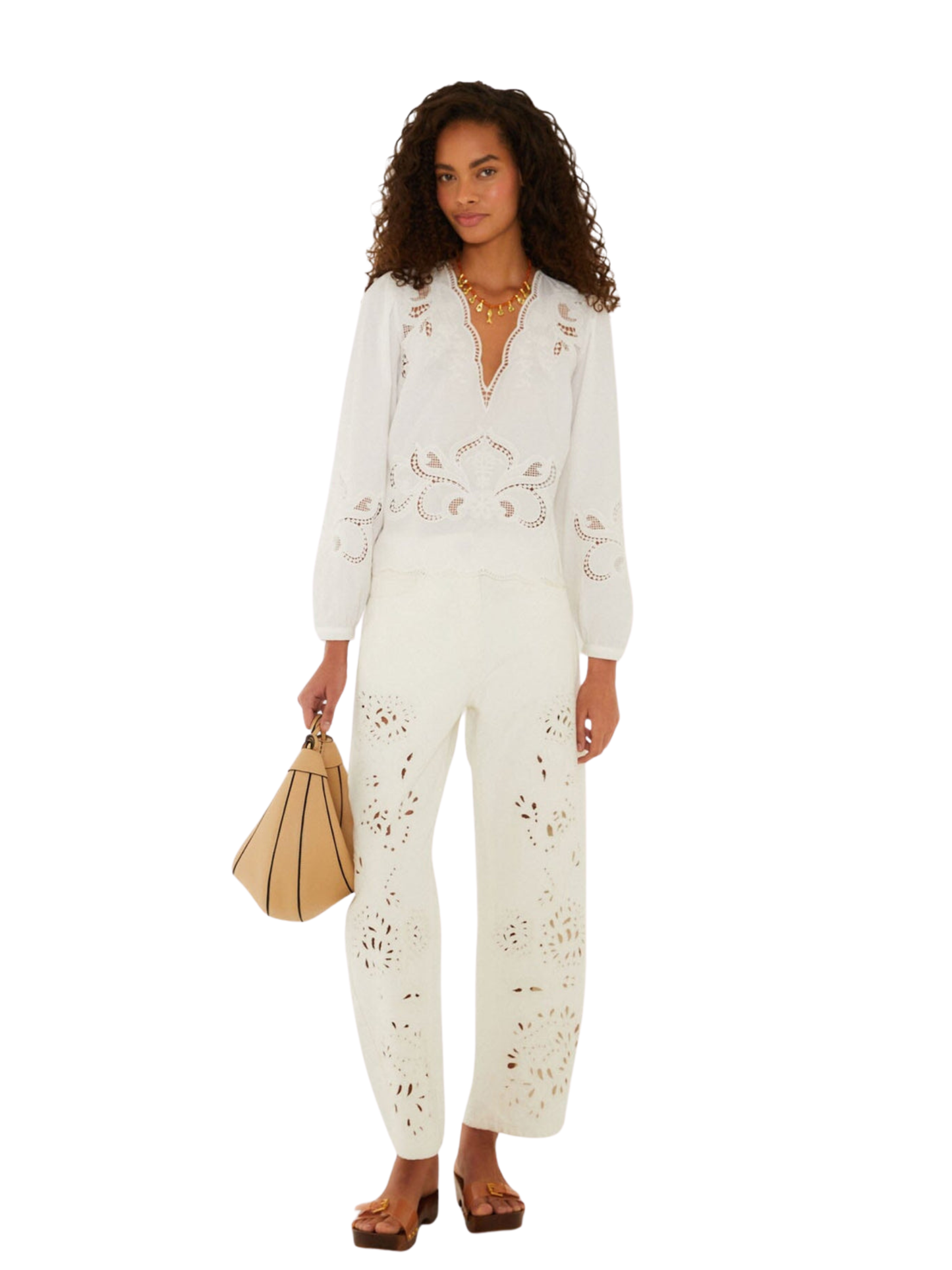 white long wide leg pants