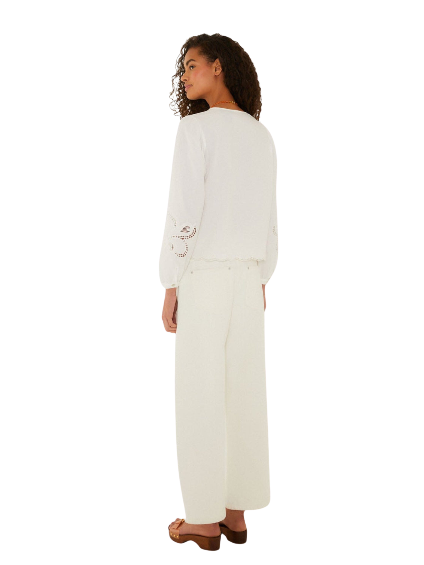 white long wide leg pants