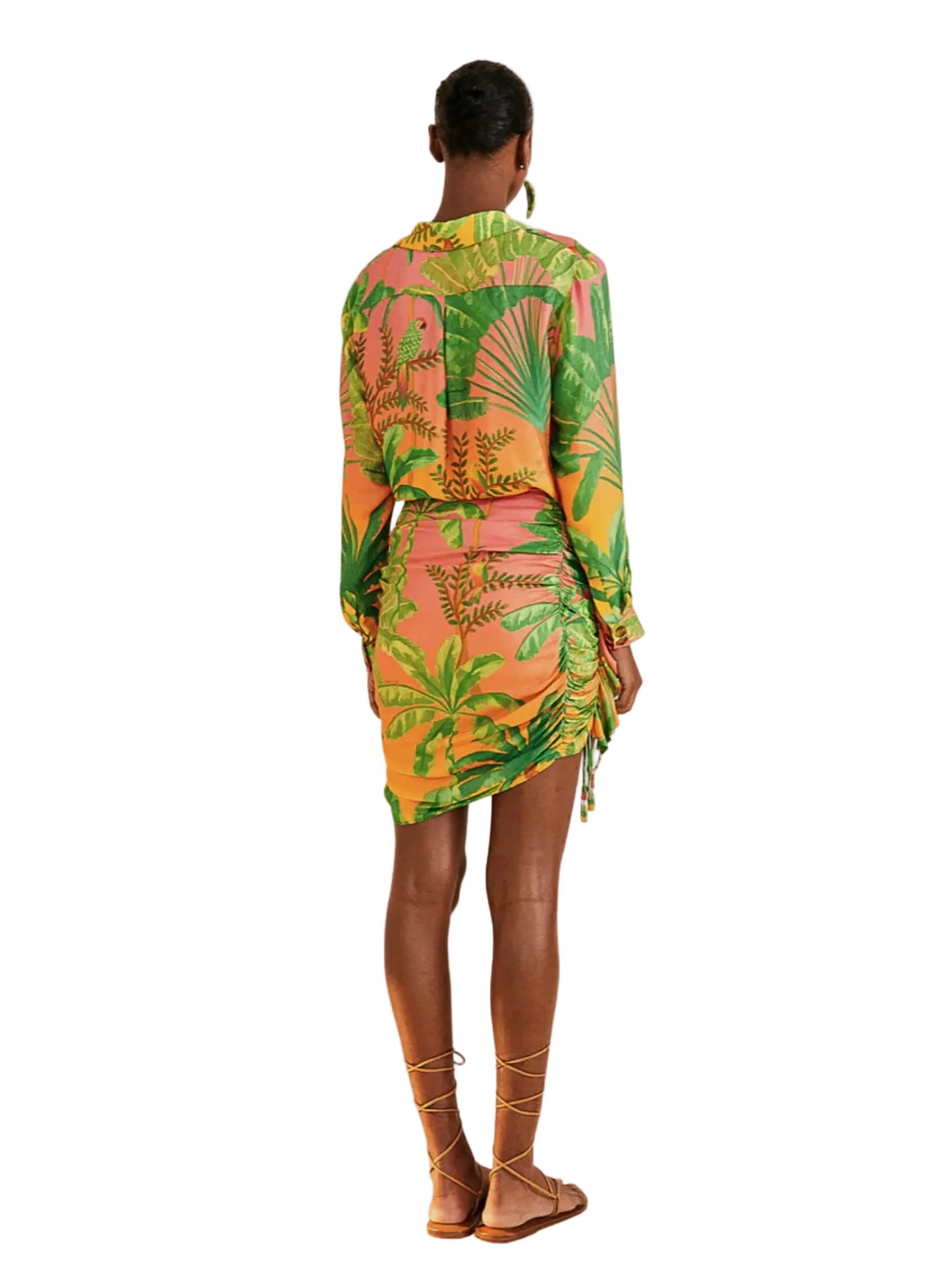 Gradient Sunrise Leaf Pattern Skirt By Farm Rio 