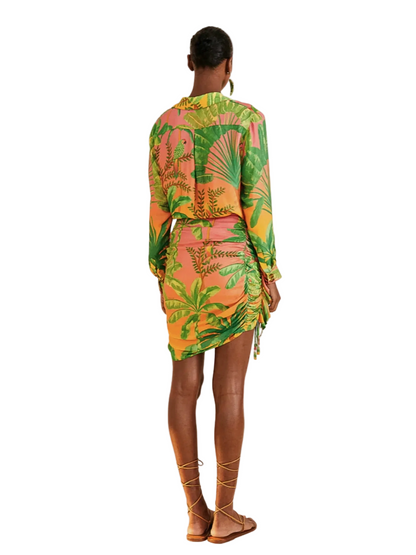 Gradient Sunrise Leaf Pattern Skirt By Farm Rio 