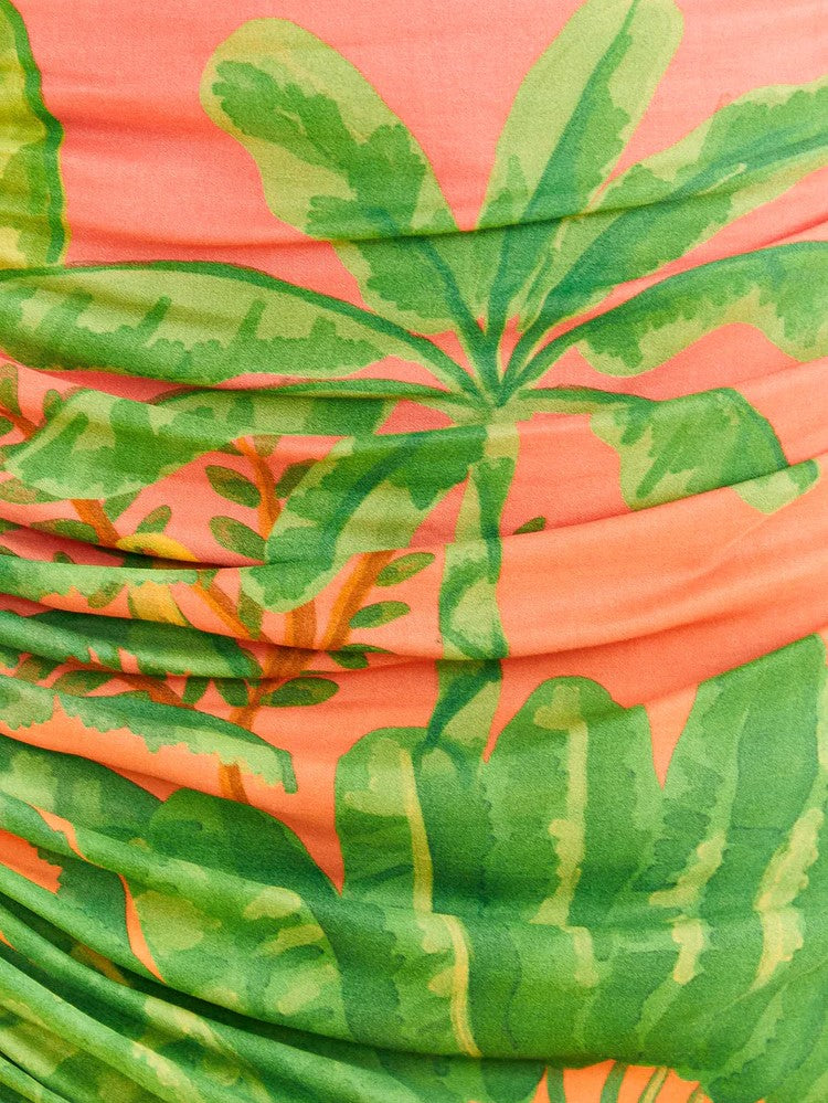 Gradient Sunrise Leaf Pattern Skirt By Farm Rio 