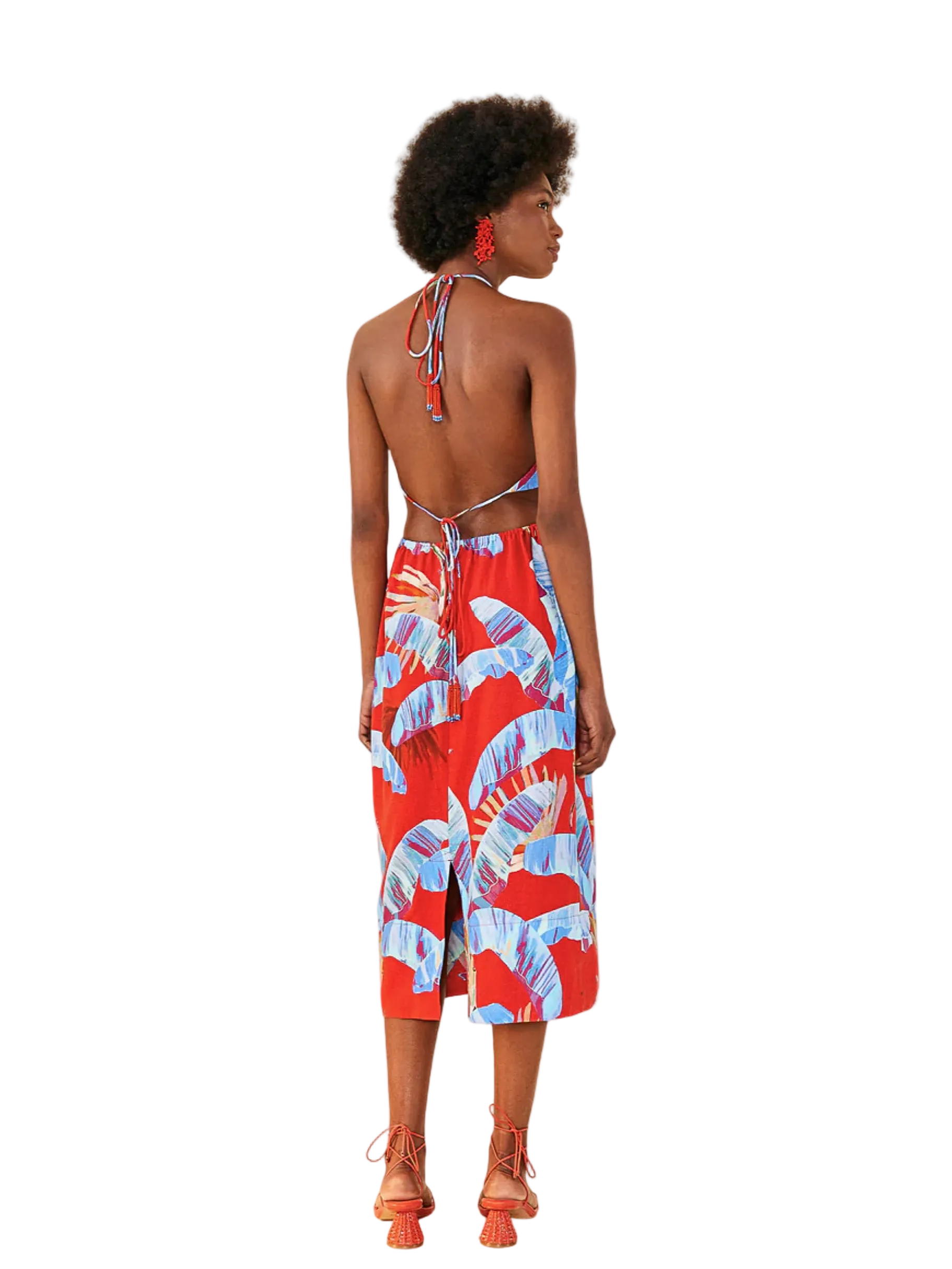 Red Floral Cut Out Midi Dress By Farm Rio