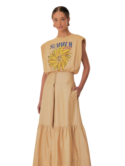 Midi Beige Skirt With Buttons By Farm Rio 