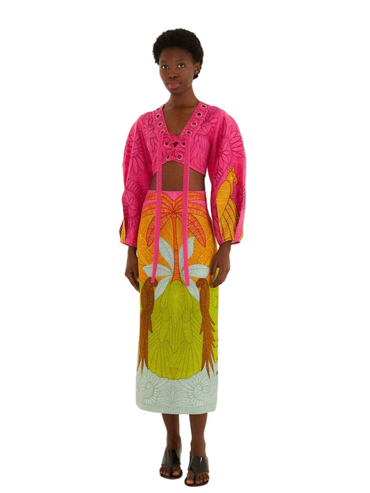 Multicolor Palm Tree Maxi Skirt By Farm Rio