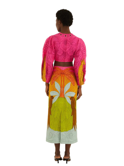 Multicolor Palm Tree Maxi Skirt By Farm Rio