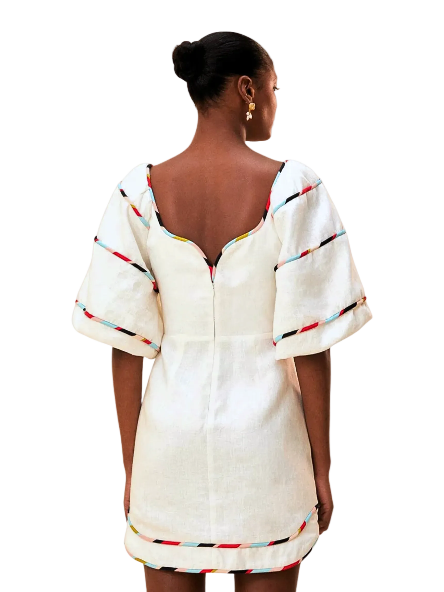 White Mini Dress With Colorful Stripes By Farm Rio
