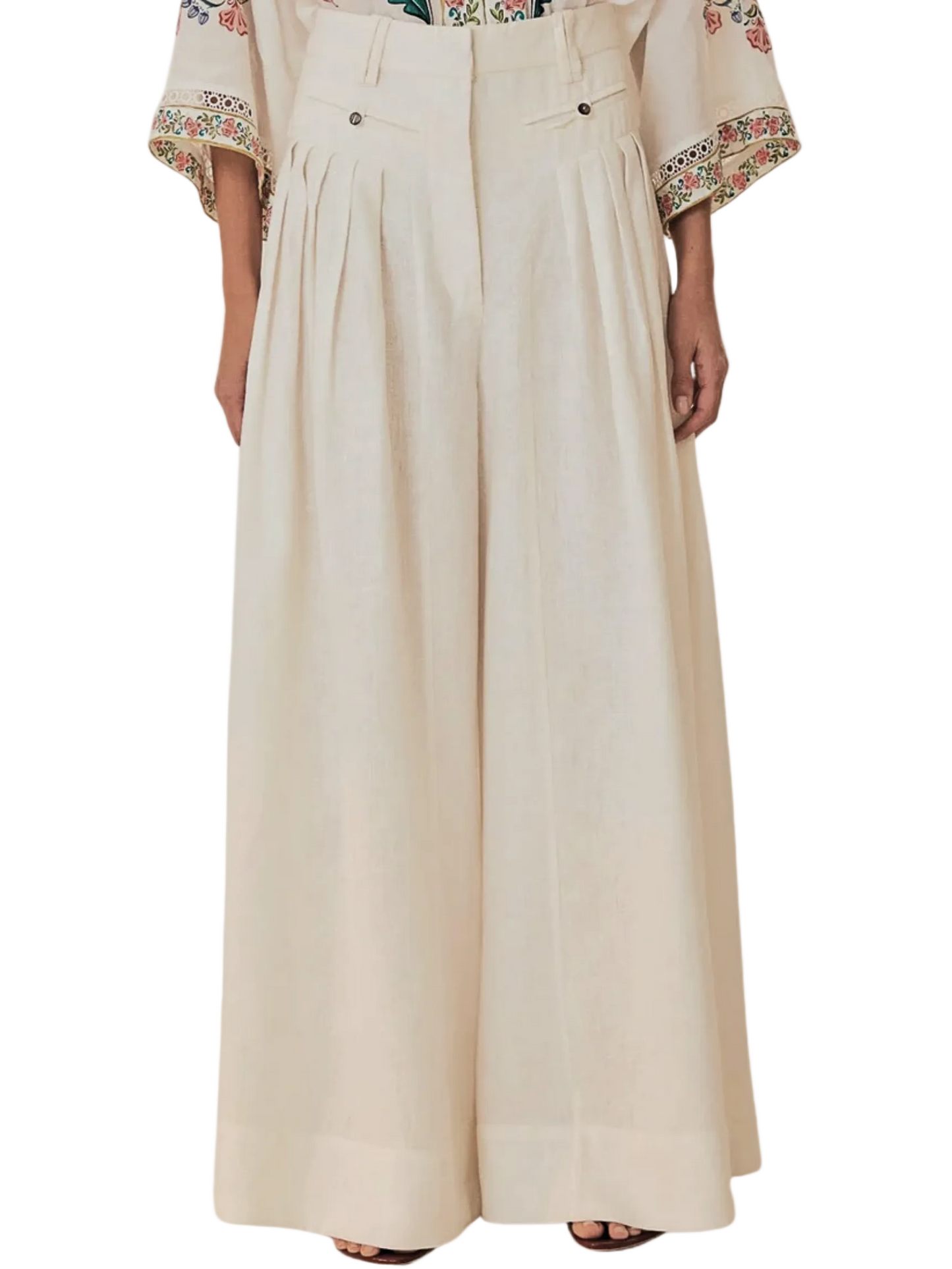 White Wide Leg Linen Pants By Farm Rio