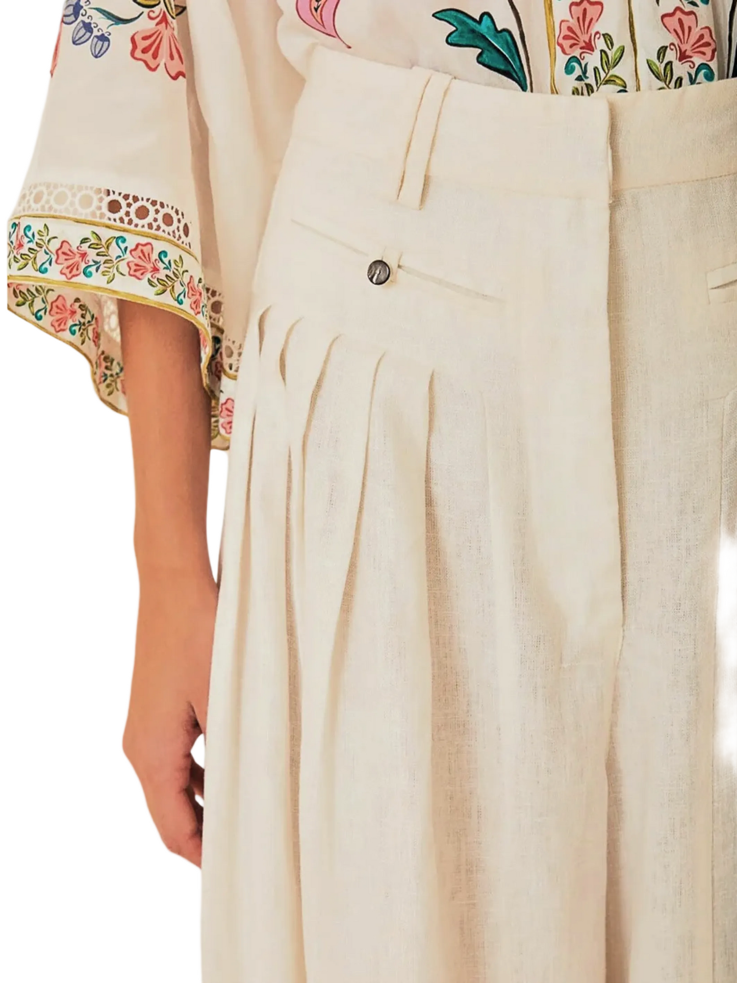 White Wide Leg Linen Pants By Farm Rio