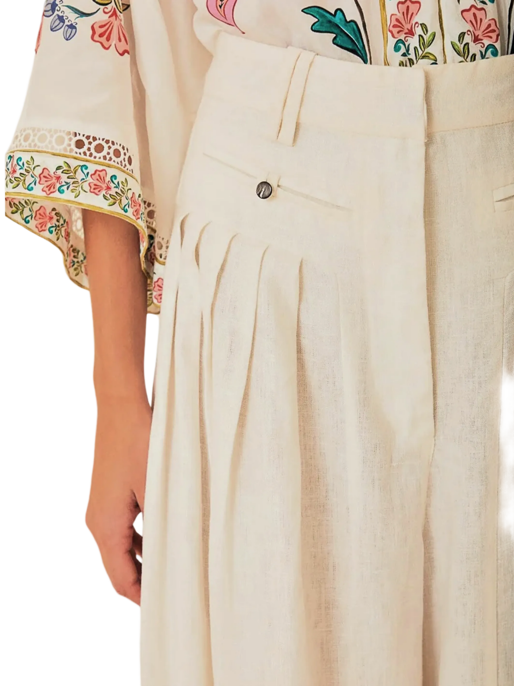 White Wide Leg Linen Pants By Farm Rio