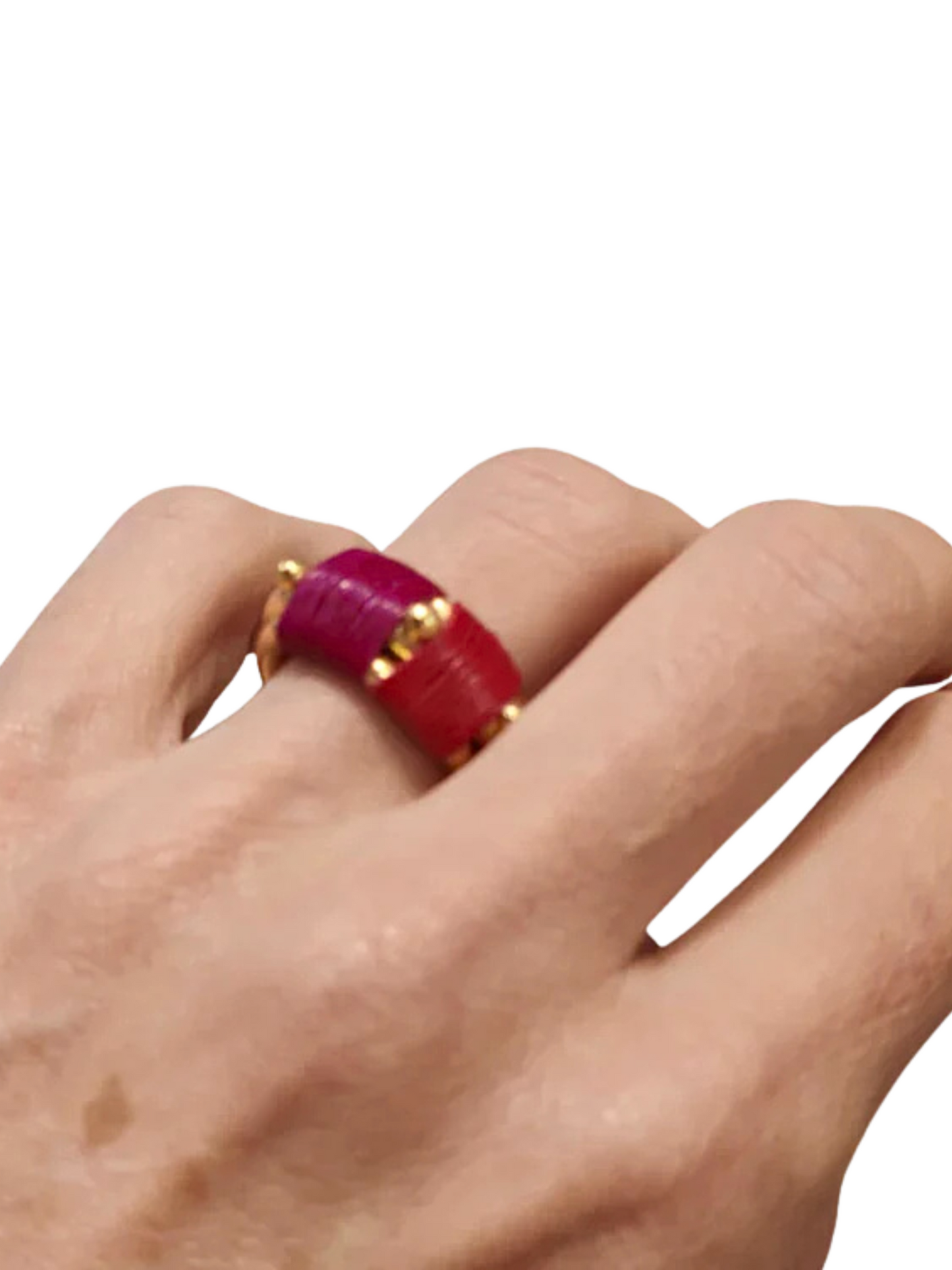  gold-plated bronze ring with werregue palm 