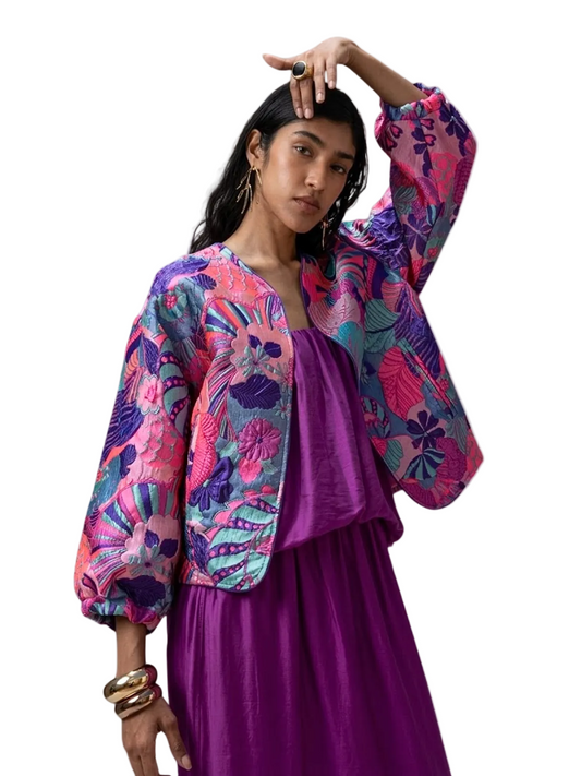 colorful patterned jacket 