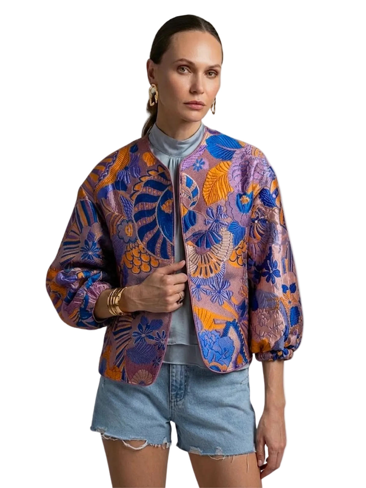 colorful patterned jacket 