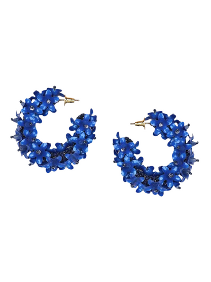 hoop earrings with flower beads and sequins