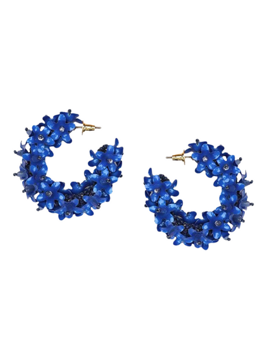hoop earrings with flower beads and sequins