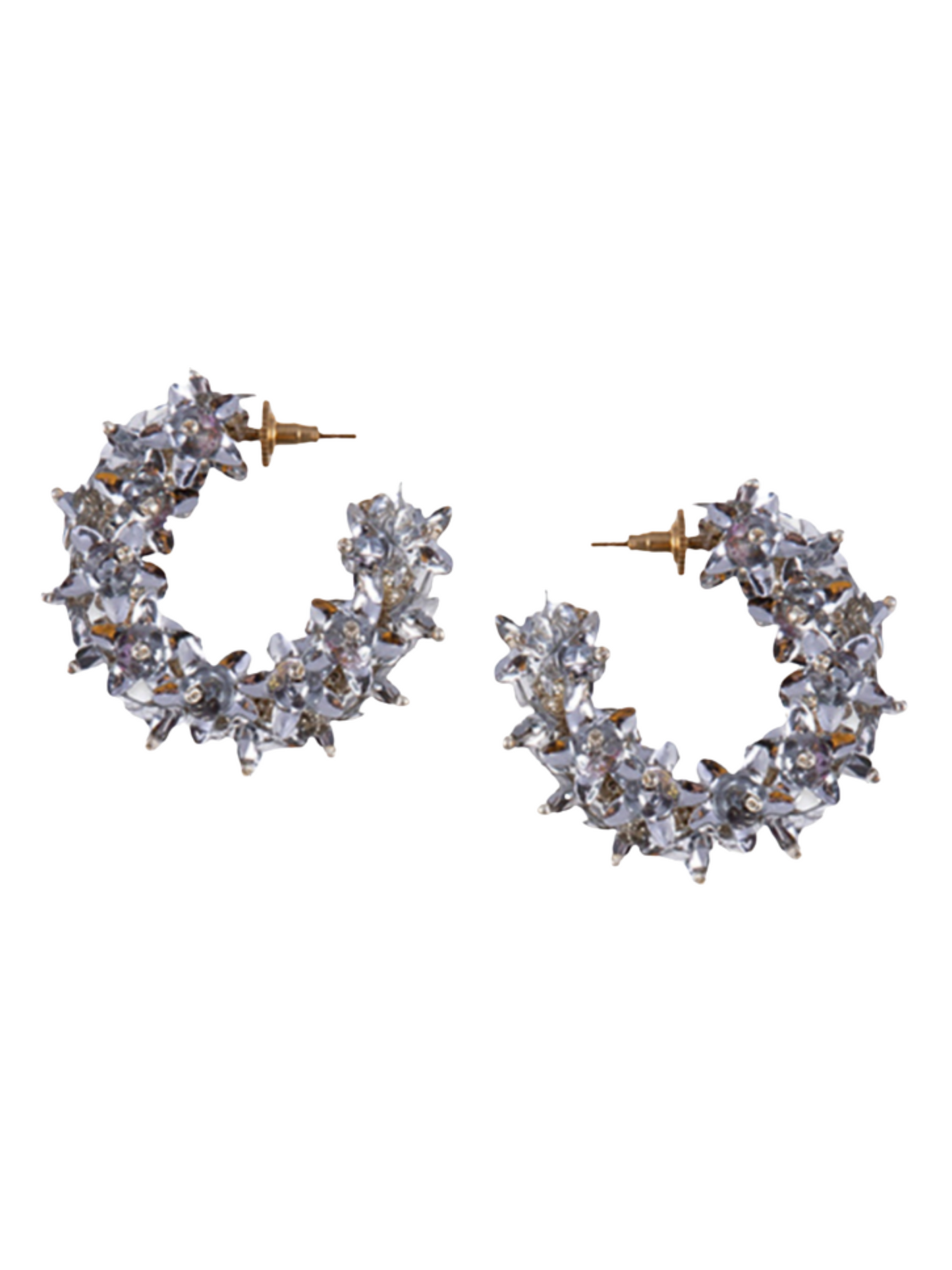 hoop earrings with flower beads and sequins