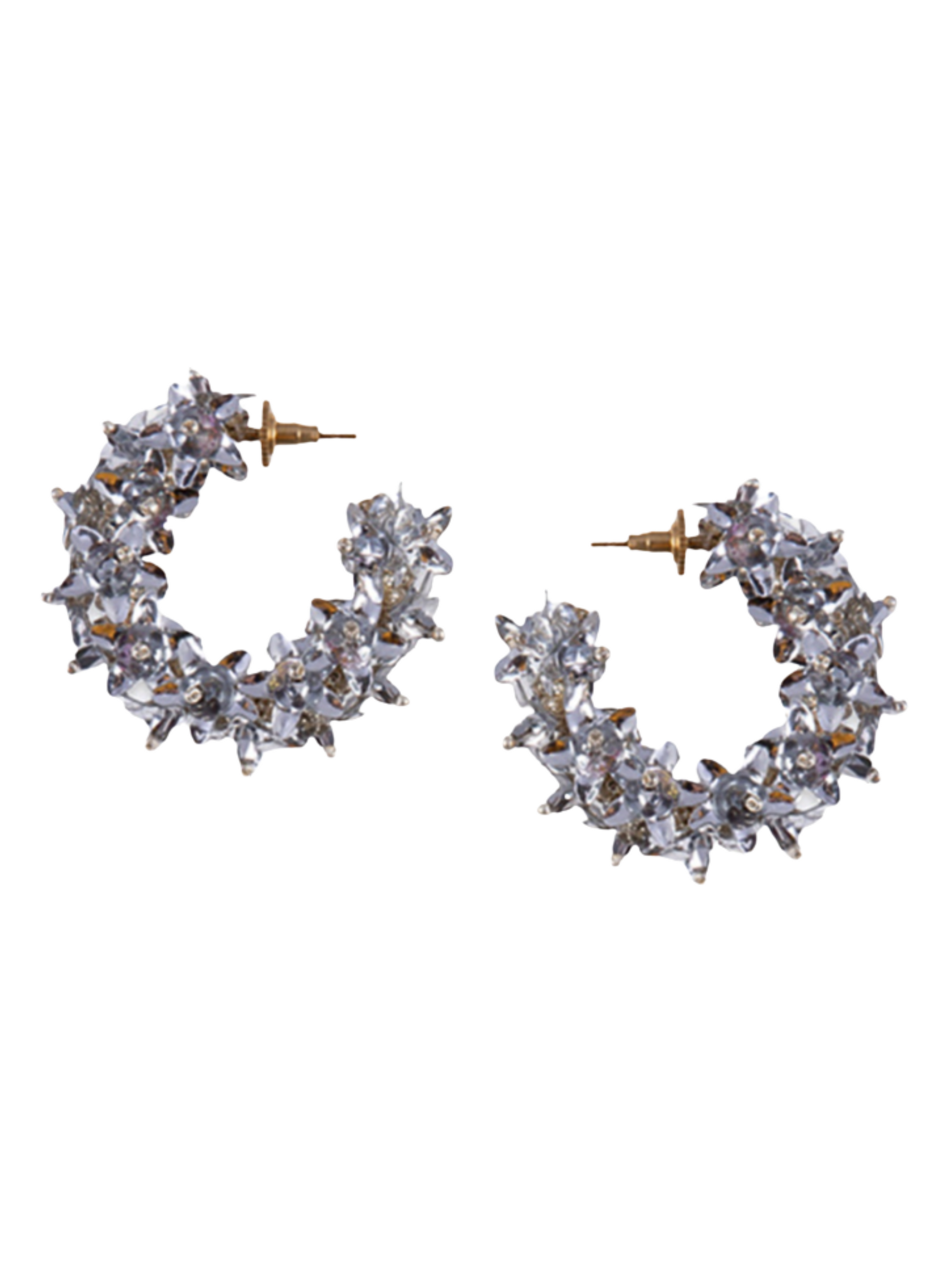hoop earrings with flower beads and sequins