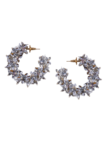 hoop earrings with flower beads and sequins