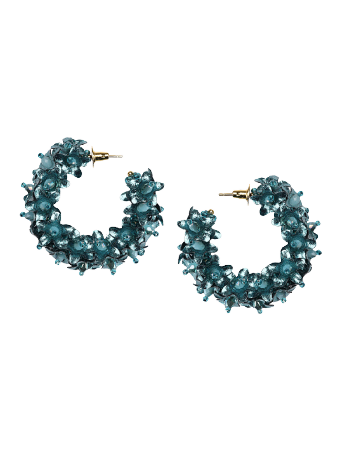  hoop earrings with flower beads and sequins