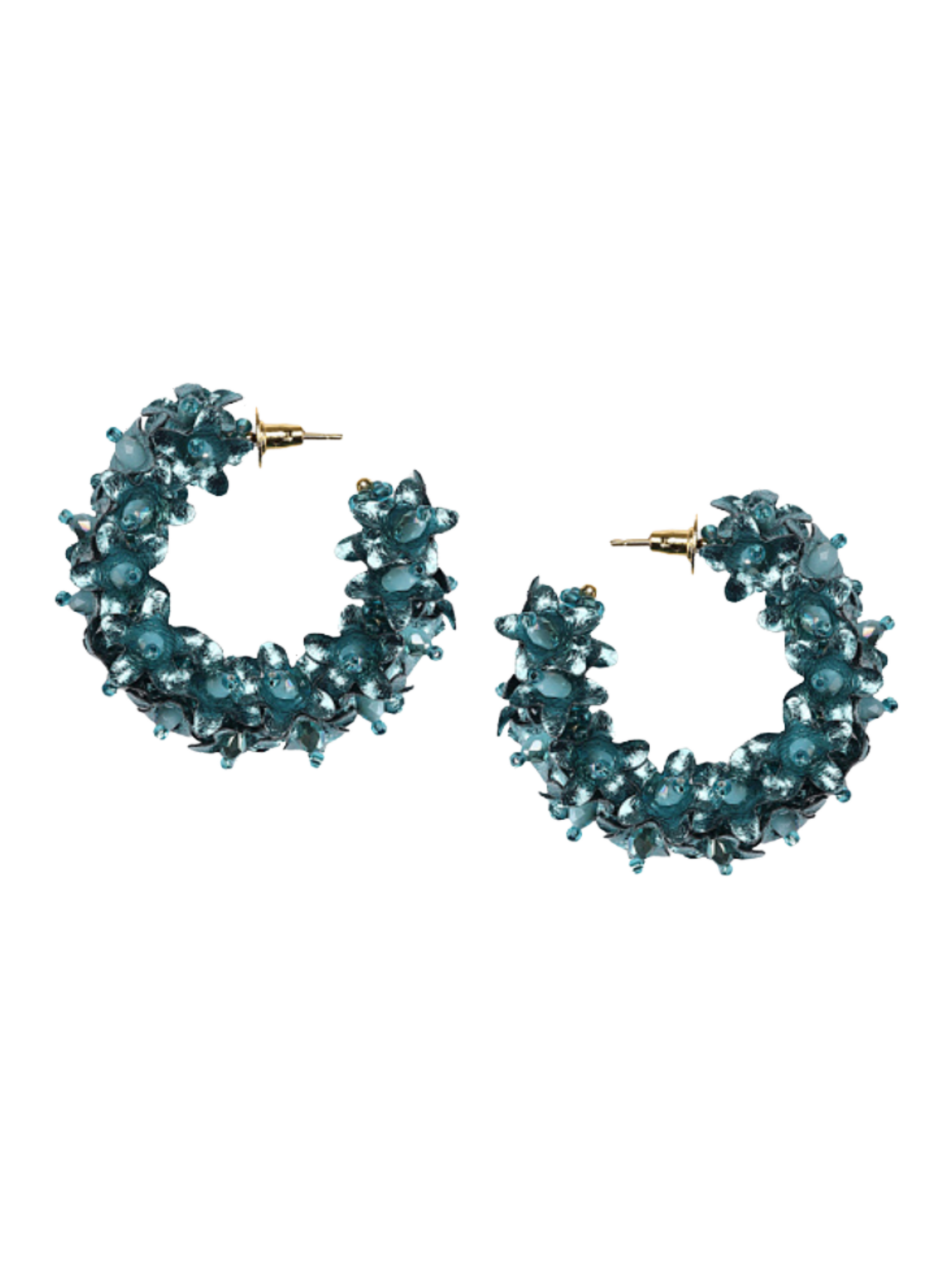  hoop earrings with flower beads and sequins