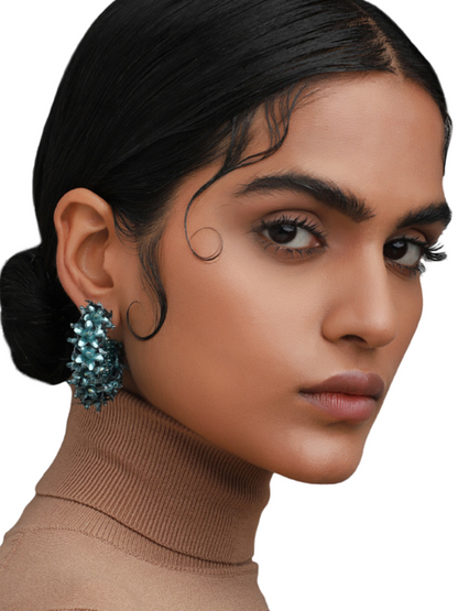  hoop earrings with flower beads and sequins