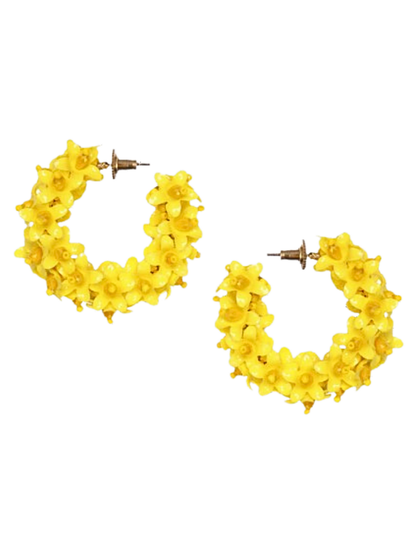 hoop earrings with flower beads and sequins