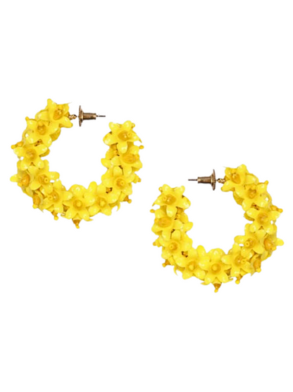 hoop earrings with flower beads and sequins