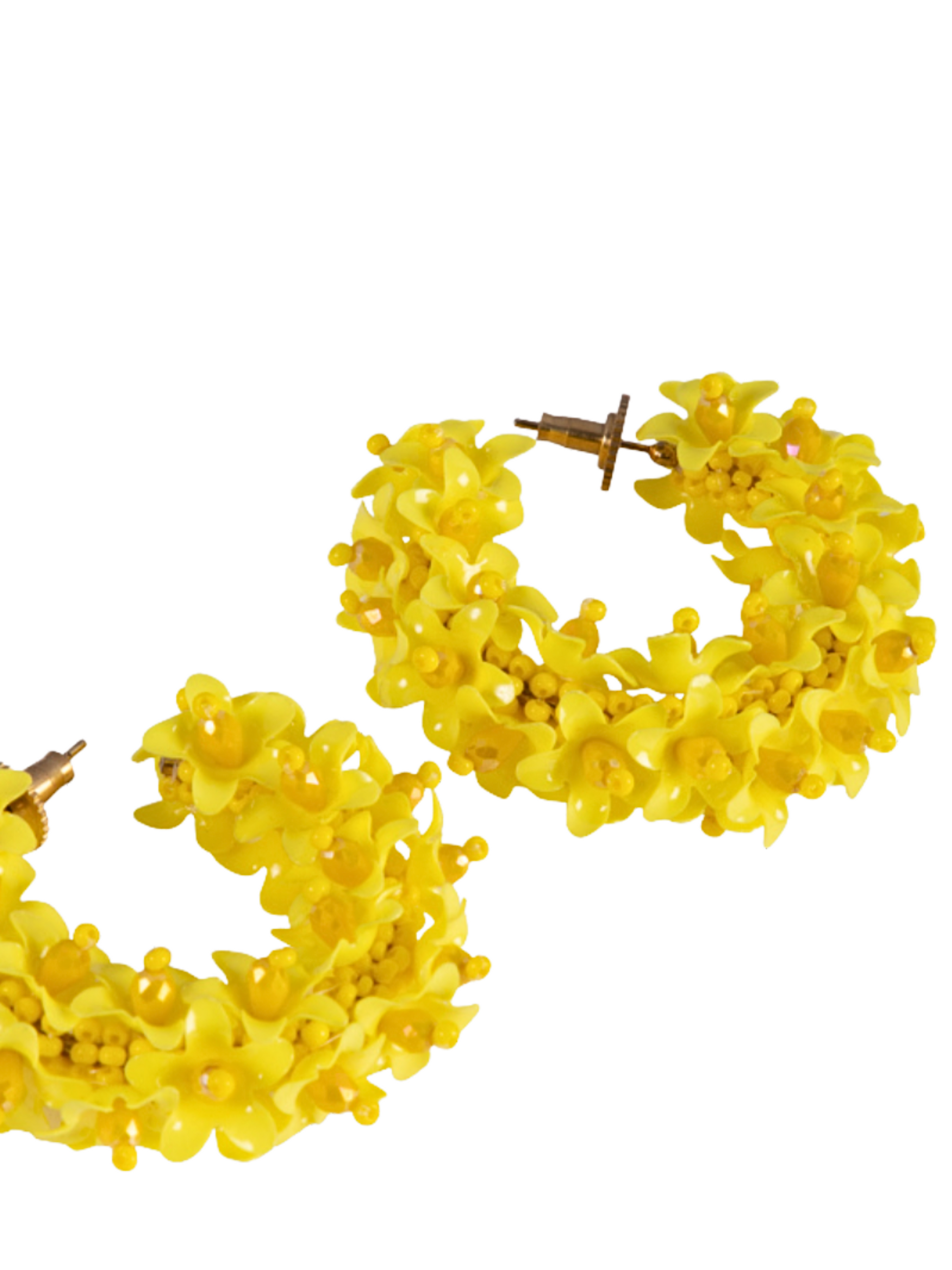 hoop earrings with flower beads and sequins