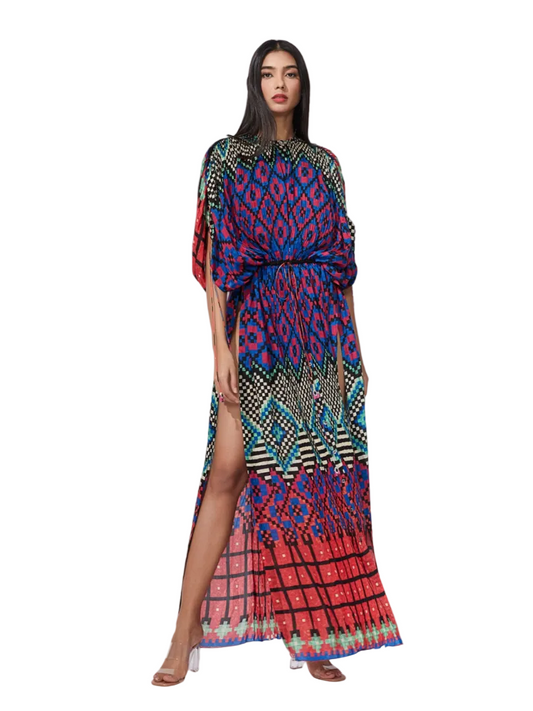  colorful patterned  buttoned up dress