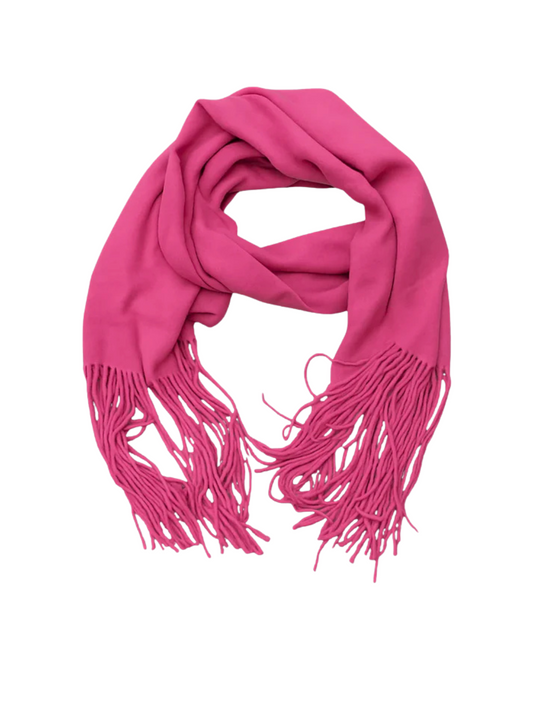 Pink cashmere scarf with fringes 