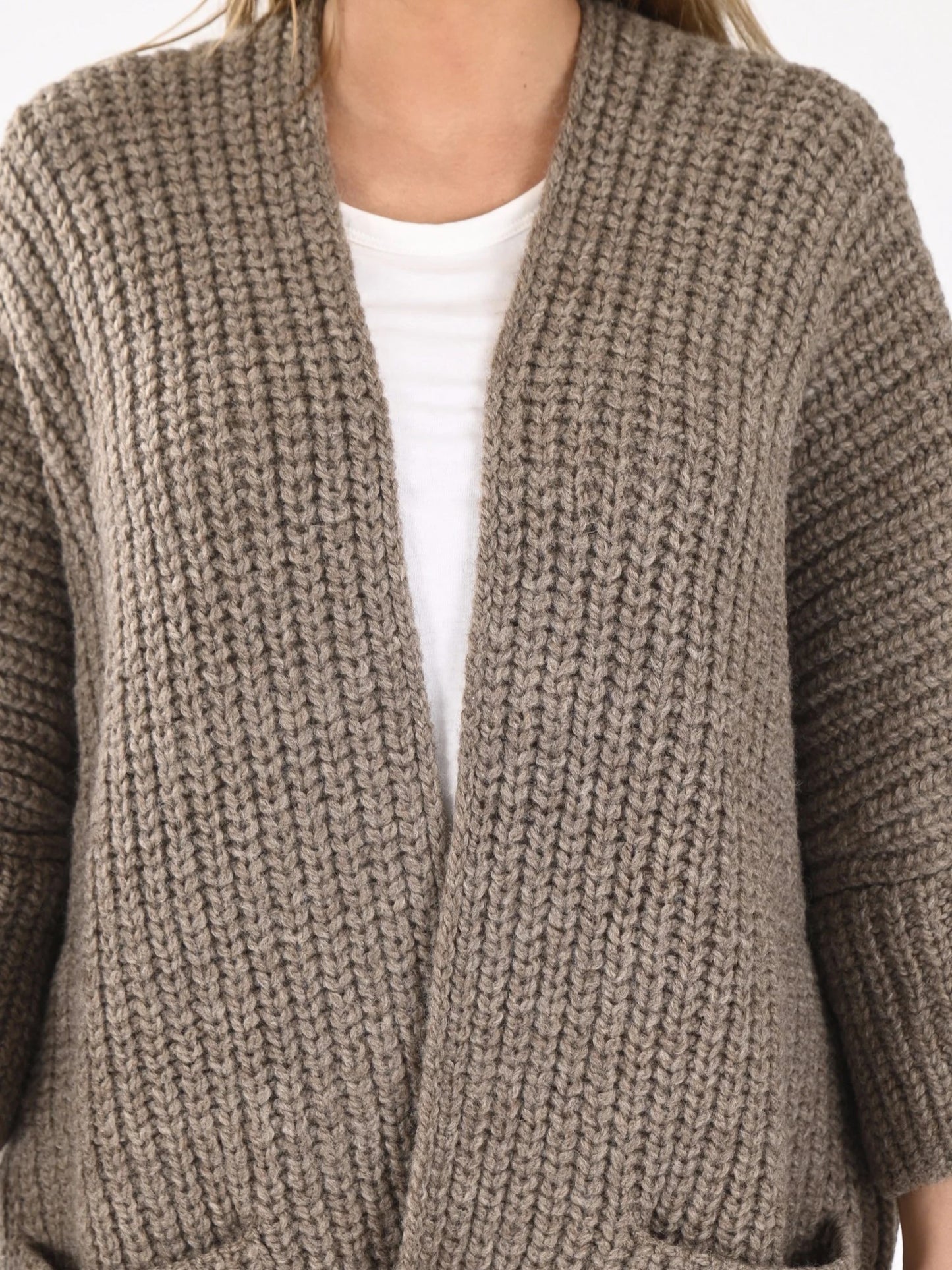 Oversized Knit Coat Taupe