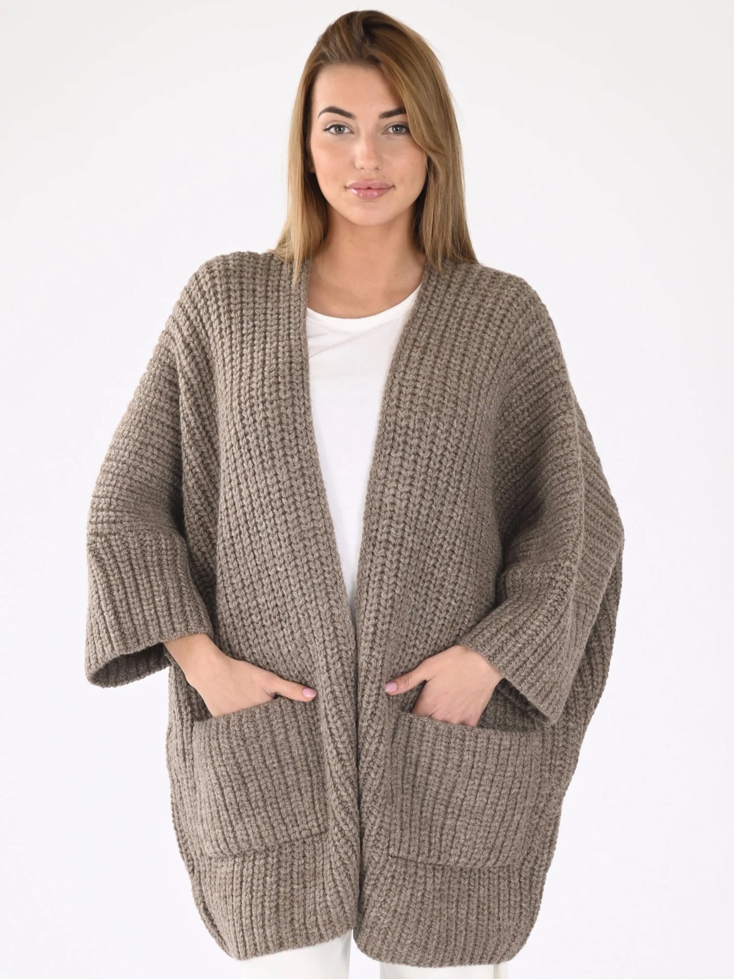 Oversized Knit Coat Taupe