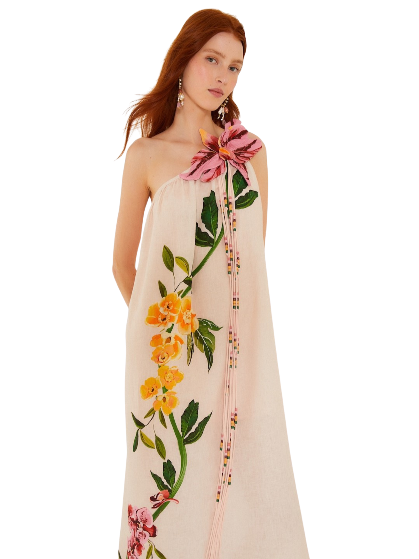 3d Floral Dress one Shoulder