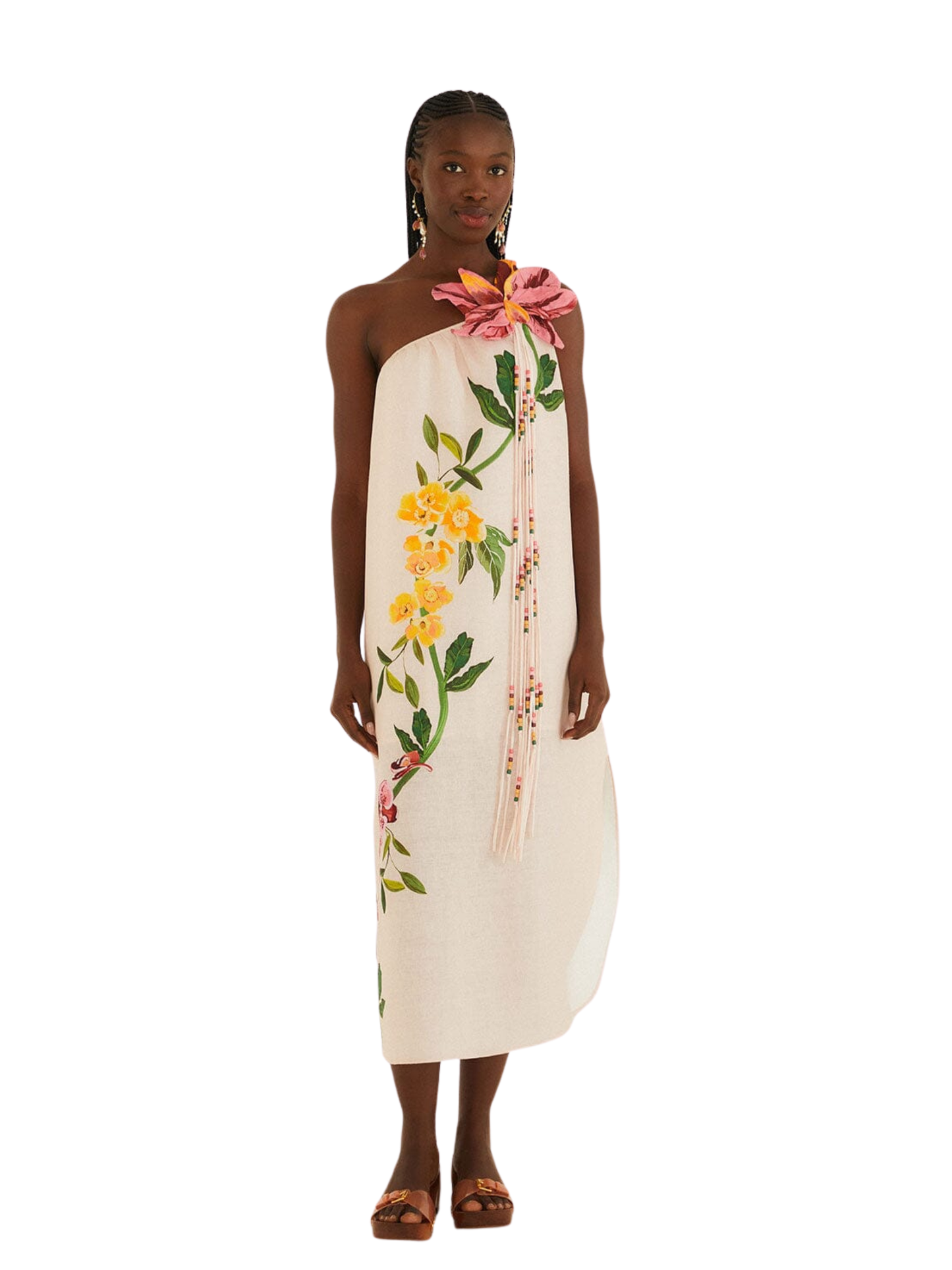 3d Floral Dress one Shoulder