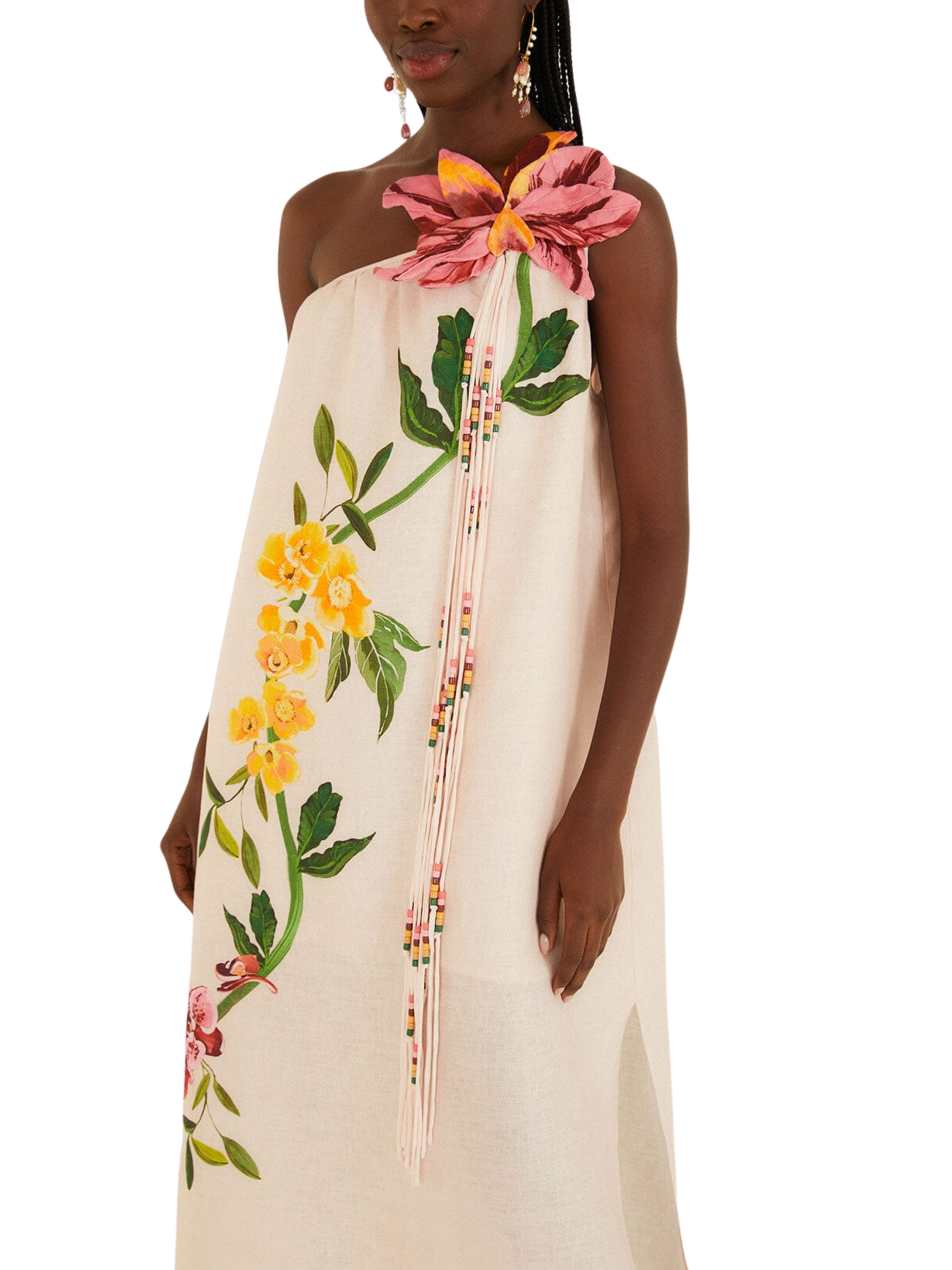 3d Floral Dress one Shoulder