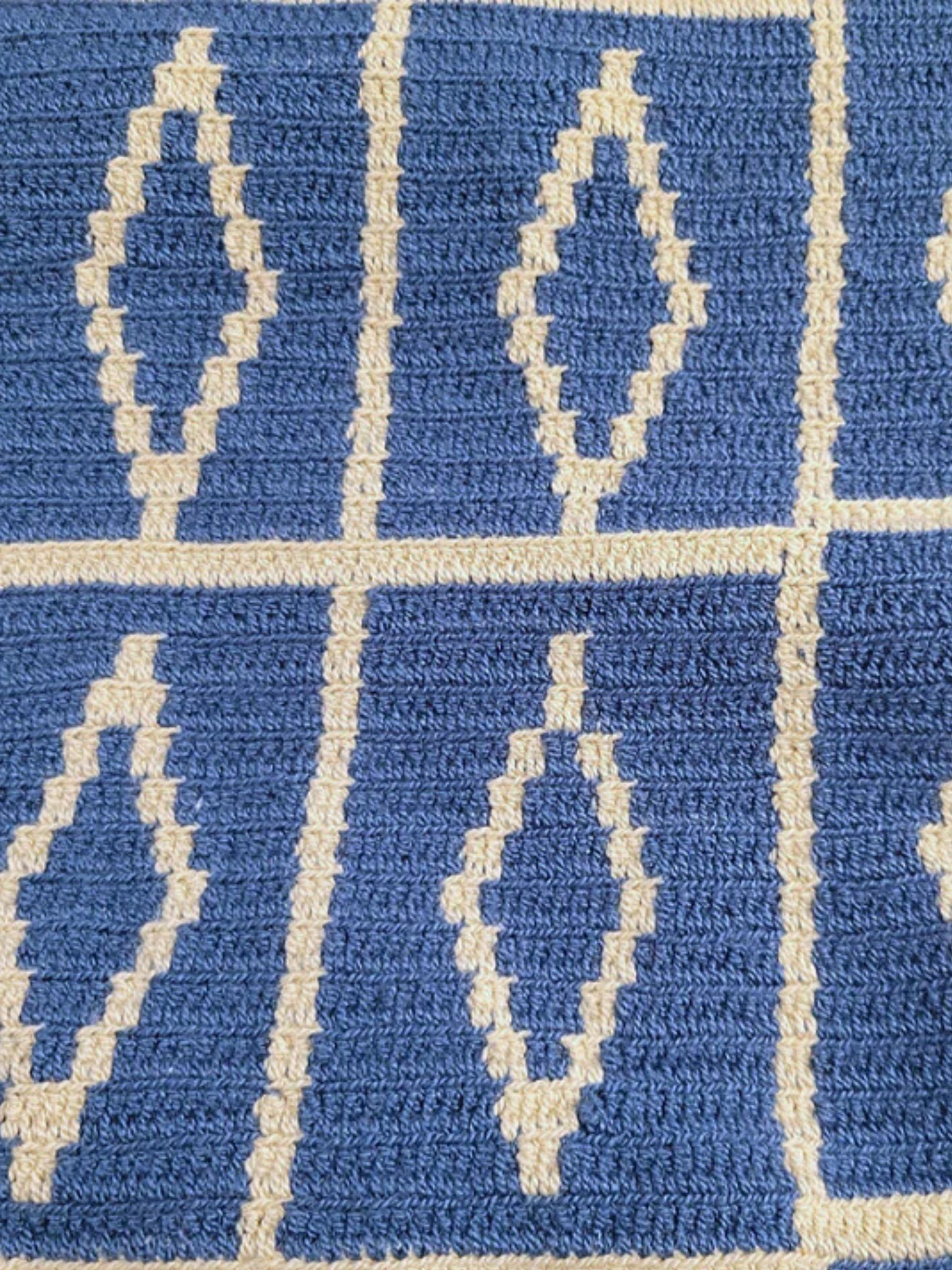 Blue woven tote with contrast lines
