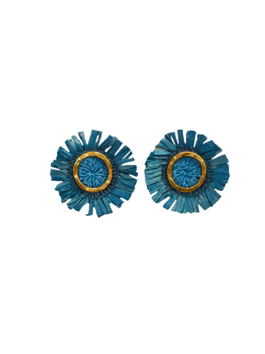  bronze earrings with werregue palm fiber